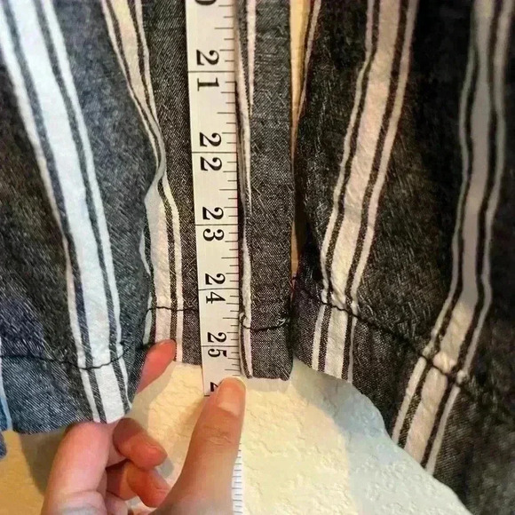 Abercrombie & Fitch High Wasted Paper Bag Striped Linen Pants M ankle length - Picture 5 of 6